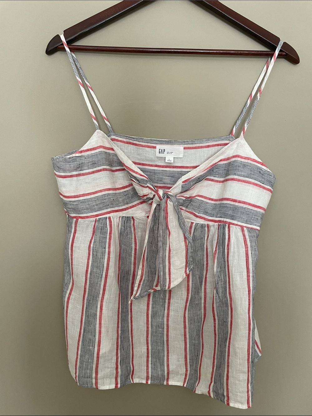 GAP 100% Linen Striped Tie-Front babydoll Camisole